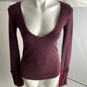 Free People Art School Cuff boho dark purple multicolor contrast cuffs thermal